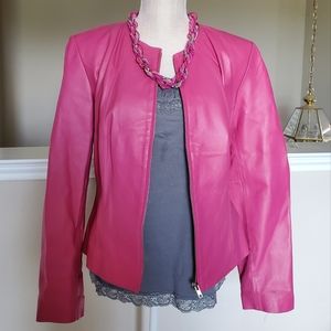 Women's Newport News Leather Coat SZ 10